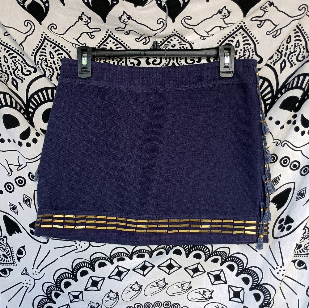 Rachel‎ Roy Navy Skirt With Gold Beaded Accents